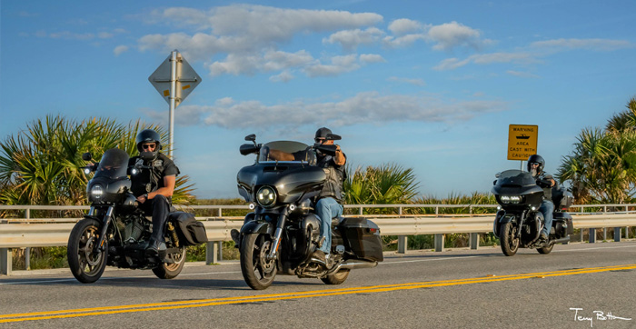 Motorcycle riders on FL A1A for Daytona Bike Week